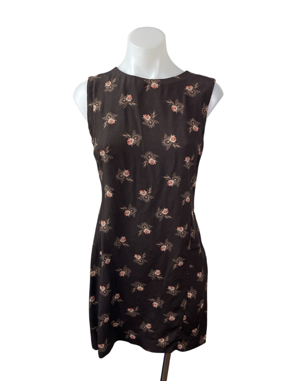 Country Road Women's Black Floral Sleeveless Crew Neck Tank Mini Dress Size 8